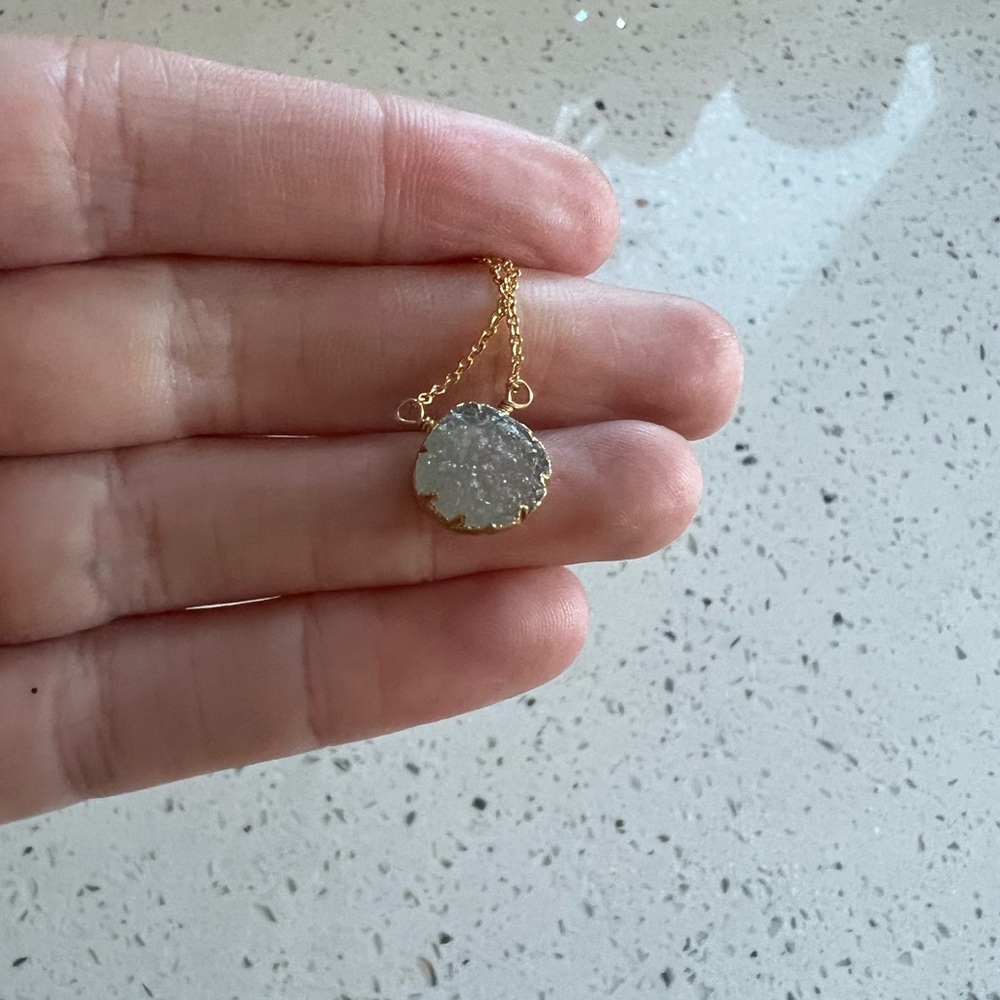 Light Blue Druzy Pendant Necklace